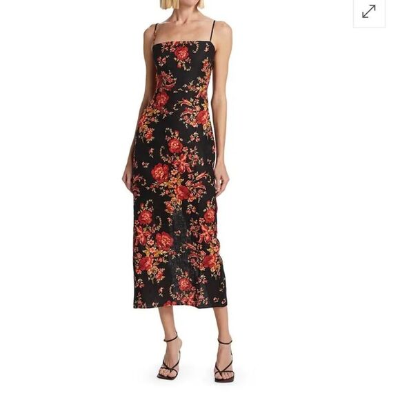 Reformation Frankie Linen in Admire Black Red Floral 2 NEW $248 - Picture 8 of 11